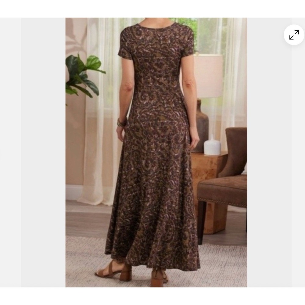 Soft Surroundings Joanna Short Sleeve Faux Wrap Jersey Maxi Dress XL Artsy Boho - Picture 3 of 16